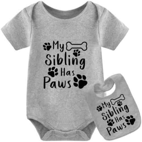 YSCULBUTOL Baby Twins Bodysuits My Sibling Has Paws Infant Baby Clothes Unisex Twin Outfits Romper With Hat