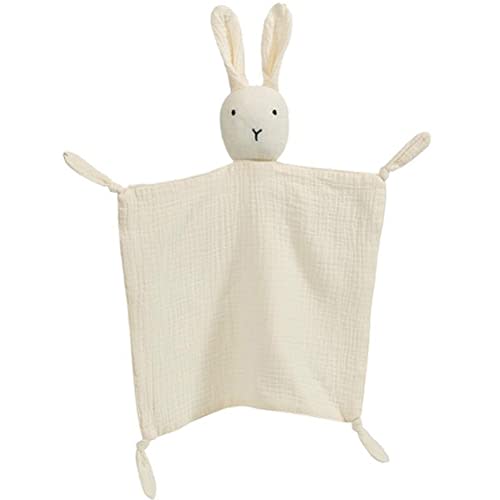PEIPEIWU Organic Cotton Muslin Lovey Blanket, Organic Cotton Muslin Bunny Security Blanket Soft & Breathable Lovie Baby Gifts for Boys and Girls