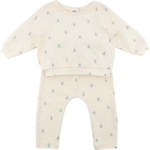 Mini Sailboats Brooklyn Boxy Jogger Set, Milk - Oh Baby! | Maisonette