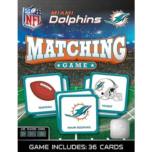 Masterpieces Sports Games - Miami Dolphins NFL Matching Game - Game for Kids and Family - Laugh and Learn