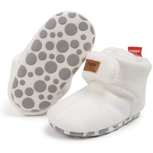 KIDSUN Infant Baby Boy Girl Cozy Fleece Bootie Newborn Stay On Slipper Winter Warm Gripper Non-Slip Crib Shoes