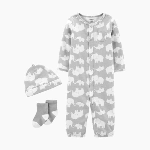 Carter's 3-Piece Convertible Gown Set - Grey Elephants, 0-3 Months