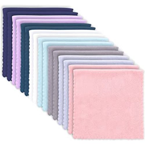 16 Pack Burp Cloths - Baby Washcloths - 20" x 10" - Luxury Multicolor Coral Fleece - Extra Absorbent and Soft Wash Clothes for Newborns, Infants and Toddlers - Suitable for Sensitive Skin and New Born