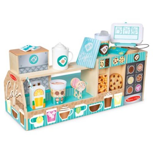 Melissa & Doug Kids Pretend Play Wooden Café Barista Coffee Shop Menu Set - FSC Certified