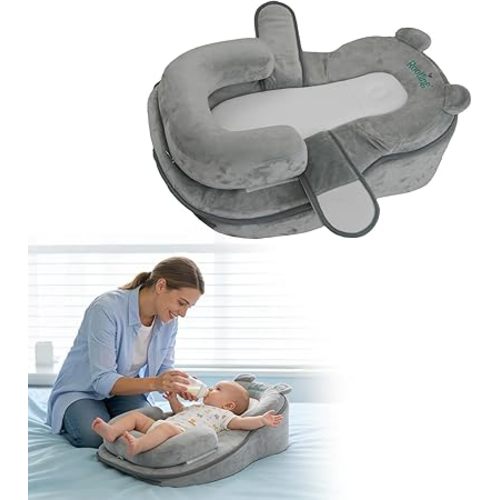 Rootling Baby Feeding Pillow, Anti Overflow Feeding Pillow for Reducing Spit-Up, Safety Nursing Pillow, Baby Lounger Reflux Wedge Breastfeeding, Removable top and Bottom