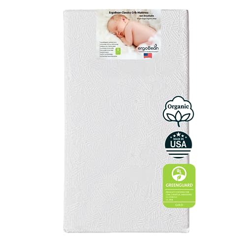 Ergo-Pedic Organic ErgoBean Classics Single-Stage 5" Breathable Crib Mattress, Firm for Infants…