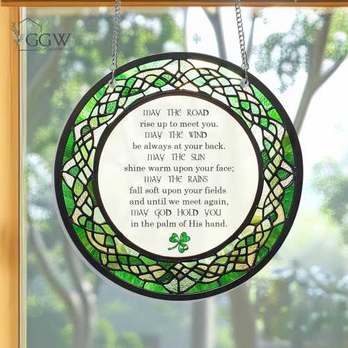 Irish Blessing ACRYLIC Suncatcher, St. Patrick's Day Gift, Celtic, Shamrock Claddagh, Irish Gift, Spiritual Gift, Blessing Gift, Irish Decor
