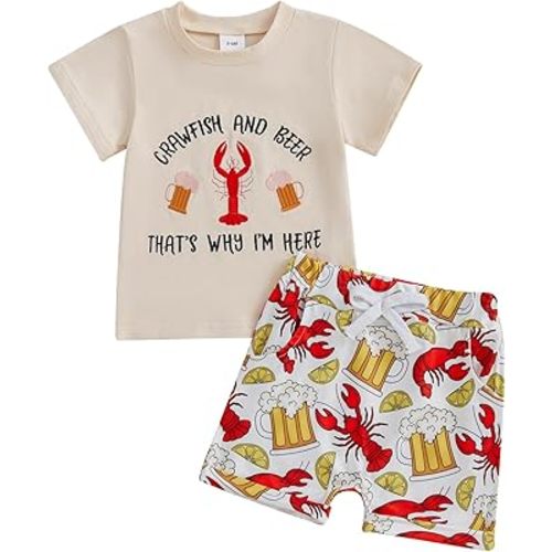 Kupretty Baby Boy Clothes Toddler Summer Outfit Short Sleeve T-Shirt Tee Tops Joggers Casual Shorts 2Pcs Clothing Set