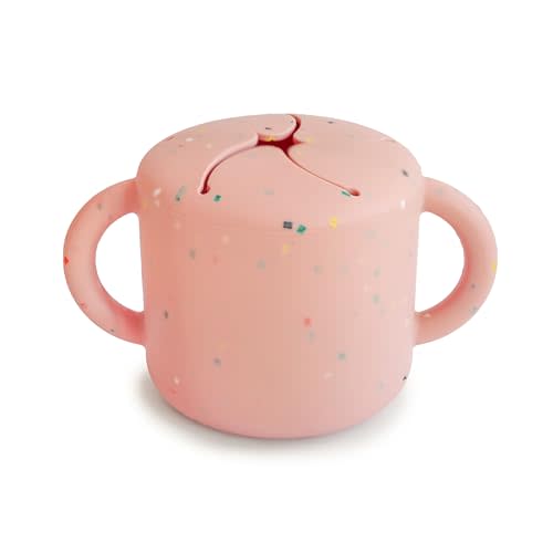 mushie Silicone Snack Cup | Spill Proof Food Container for Toddler and Baby (Powder Pink Confetti)