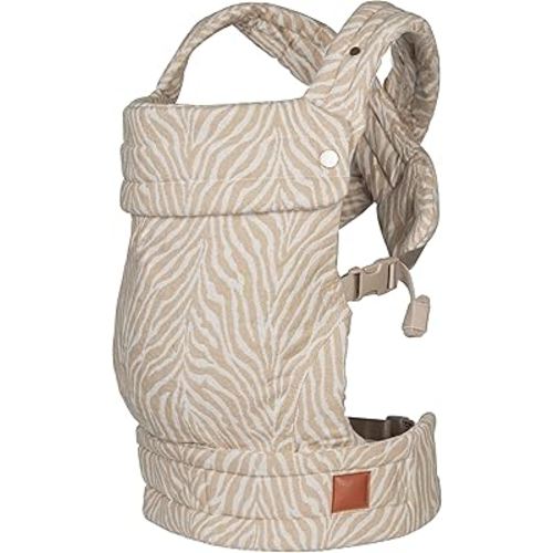 Baby Carrier for Newborns to Toddlers | Cozy Wrap with Lumbar Support | Soft Fabric, 7-35lbs Adjustable Fit | Beige Zebra Pattern