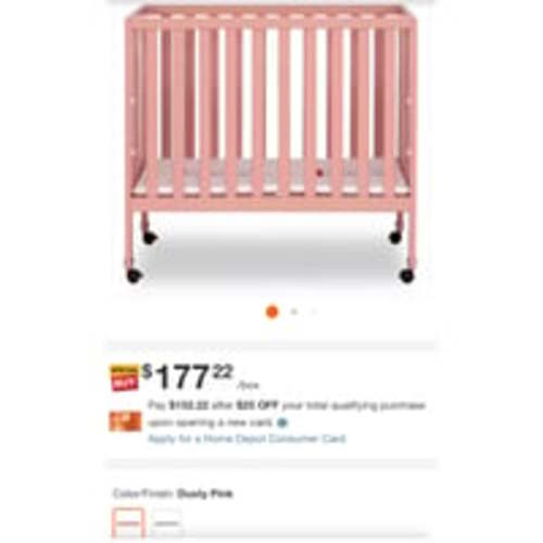 NIB Portable Mini Crib With Mattress- Dusty Pink