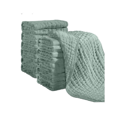 Looxii Muslin Burp Cloths 100% Cotton Muslin Cloths 12 Pack Large 20''x10'' Extra Soft and Absorbent Baby Burping Cloth for Boys and Girls (Dark Green)