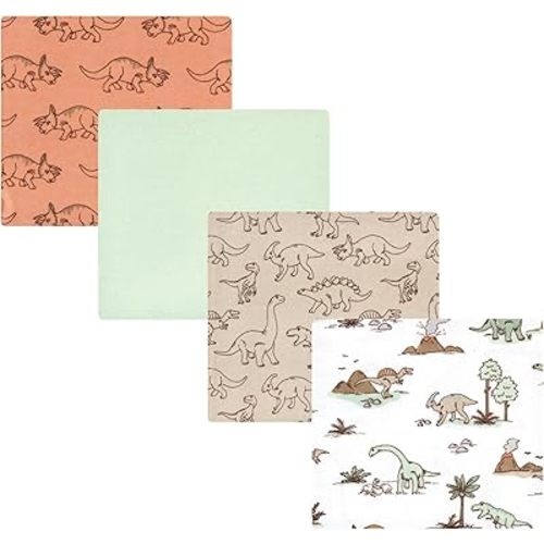 Hudson Baby Unisex Baby Cotton Flannel Receiving Blankets, Dinosaur Adventures, One Size