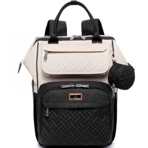 BabbleRoo Diaper Bag Backpack: Ultimate Baby Bag, Versatile Baby Diaper Bag for Modern Parents, Black & Apricot, 1 pc