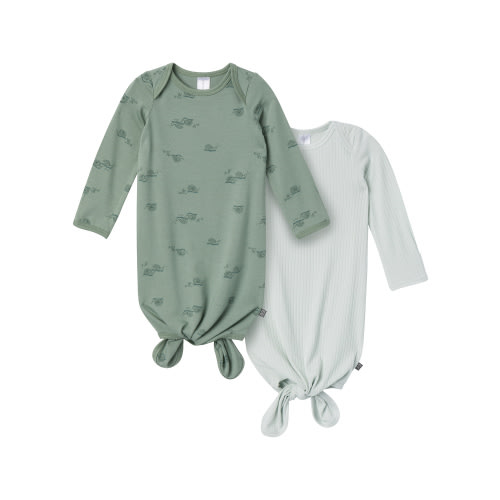 Modern Moments by Gerber Baby Neutral Knotted Gown With Mittens, 2-Pack, Newborn - 0/3 Months