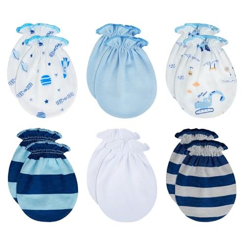 RATIVE No Scratch Mittens and Caps 100% Cotton for Newborn Baby 0-6 Months Boys Girls