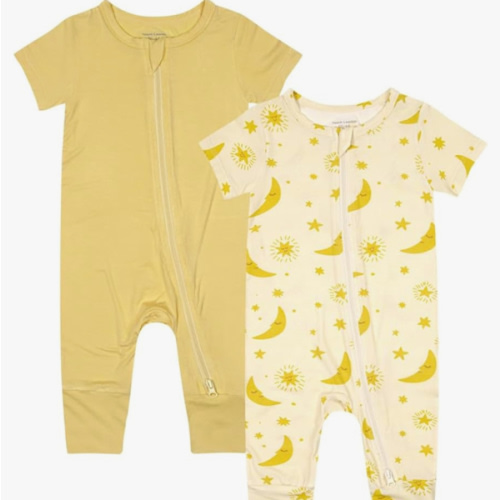Teach Leanbh Baby Boys Girls 2 Pack Bamboo Viscose Pajamas 2 Way Zipper Short Sleeve Romper Jumpsuit Sleep and Play