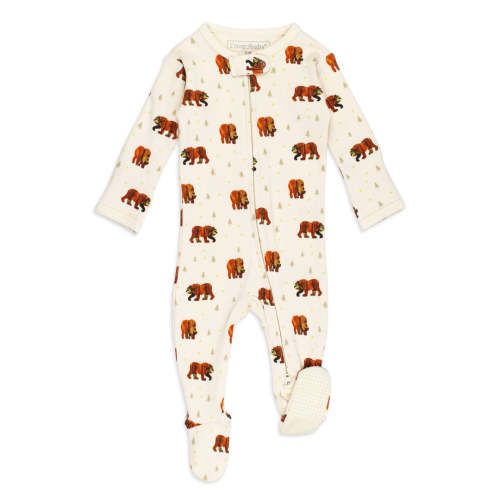 Organic 2-Way Zipper Footie in Brown Bear – L'ovedbaby