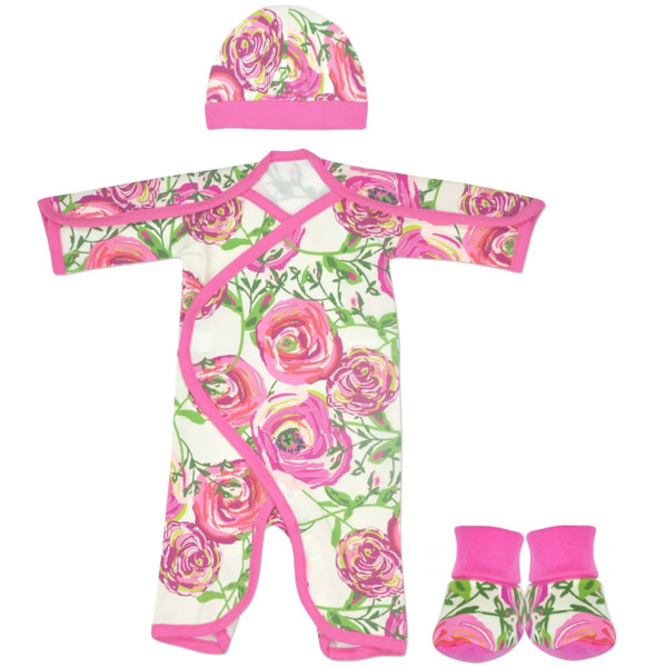 EmmyLou Long Sleeve Cotton NICU Friendly Jumpsuit w/ Hat & Booties