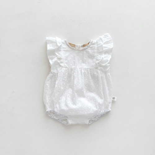 Baby Ruffled Sleeves Embroidered Bodysuit