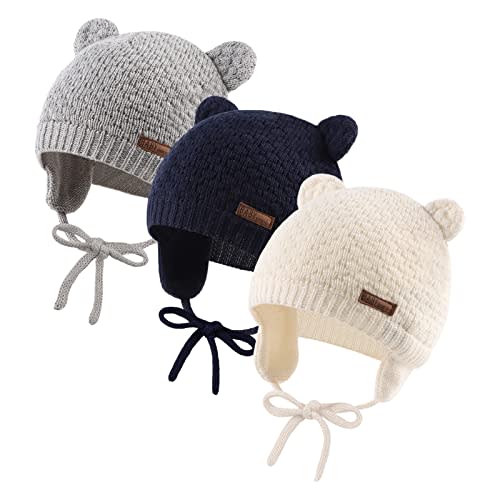 JANGANNSA Cute Knitted Boys Girls Christmas Beanie Warm Earflap Winter Hat Infant Toddler Baby Beanie 0-2Y