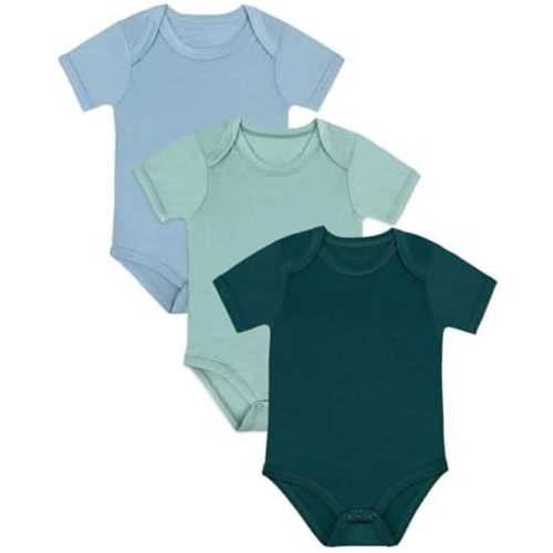 Bamboo Rayon Baby Bodysuit,Short Sleeve Bodysuits Solid Color Outfits for Infant Boys Girls Soft Clothes