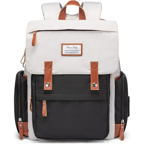 Diaper Bag Backpack Frank Mully Large Multifunction Travel Baby Bag for Mom Dad Black White