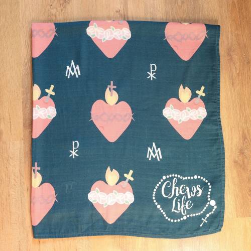 Muslin Swaddle Blanket: Sacred Heart