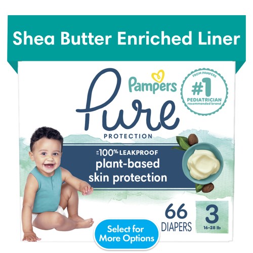 Pampers Pure Baby Diapers Size 3, 66 Count (Select for More Options)