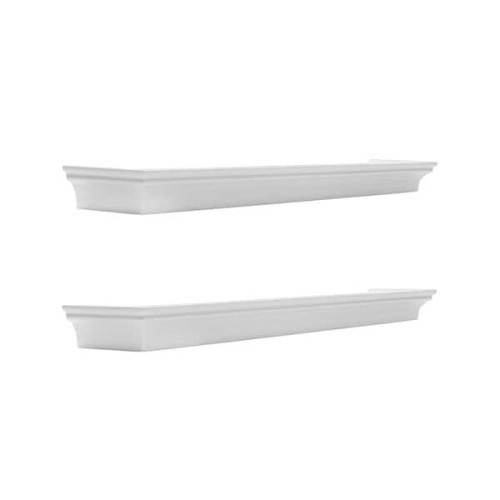 24 in. W x 4 in. D White MDF Floating Decorative Wall Shelves, Set of 2