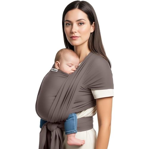 Yolay Baby Wrap Carrier Easy to Wear Soft Baby Carrier Sling Hands Free Adjustable Baby Carrier for Newborn to Toddler Upto 50 lbs, Mud Grey