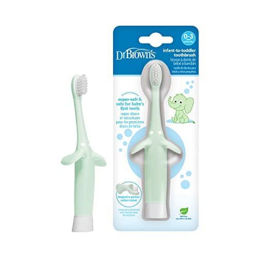 Dr. Brownâ€™s Infant-to-Toddler Toothbrush, Elephant, Mint, 0-3 Years