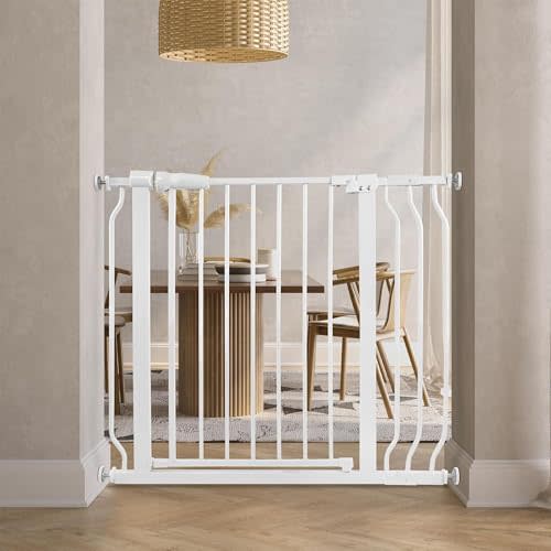 BalanceFrom Easy Walk-Thru Baby and Pet Safety Gate with Hold-Open and Auto-Close – Adjustable Steel Barrier for Stairs, Doorways, and Hallways, No Drilling Installation