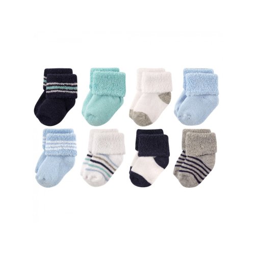 Luvable Friends Baby Boy Newborn and Baby Terry Socks, Whale, 0-6 Months