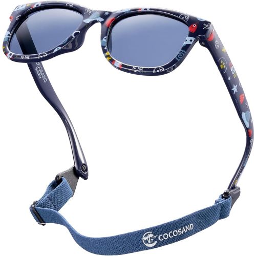 COCOSAND Flexible Polarized Baby Sunglasses with Strap UV Protection for Toddler Infant Girl Boy Age 0-24 Months