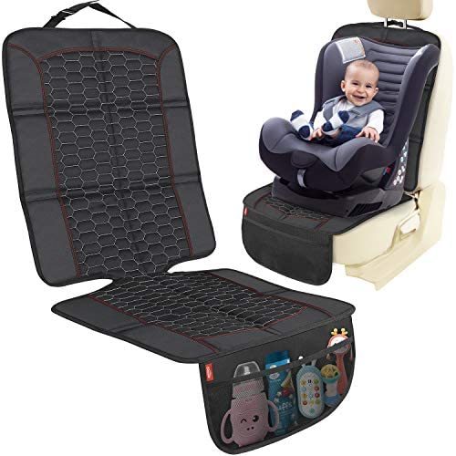 Car Seat Protector, Oasser Large Non-Slip Silicone Seat Cover for Carseats, 600D Fabric & Thick Padding Child Baby Seat Protector with Storage Pocket