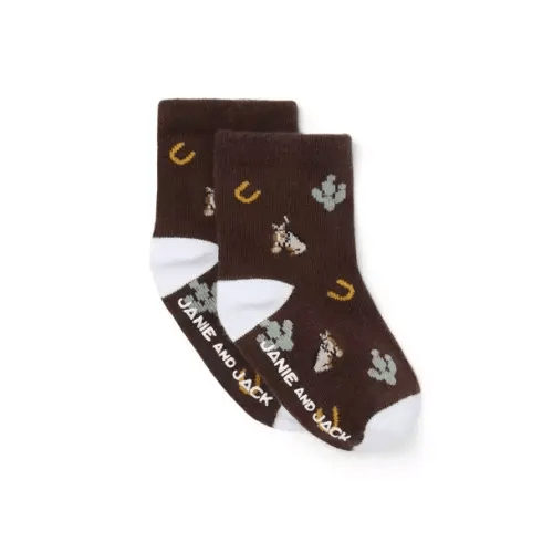 Baby Chicory Brown Baby Western Icon Sock by Janie and Jack