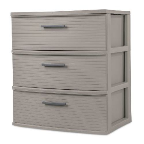 3 Drawer Wide Tower Light Gray - Brightroom™: Plastic Storage Drawers, Portable Universal Storage, No Assembly Required