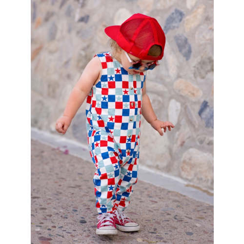 Red, White & Blue Checkerboard / Organic Bay Jumpsuit