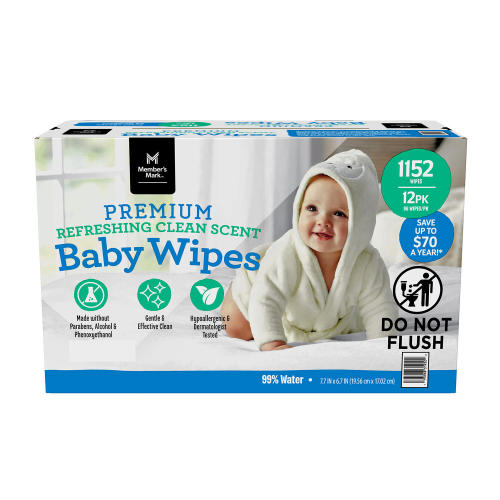 Member's Mark Premium Baby Wipes, Refreshing Clean Scent, 12 pk., 1152 Wipes - Sam's Club