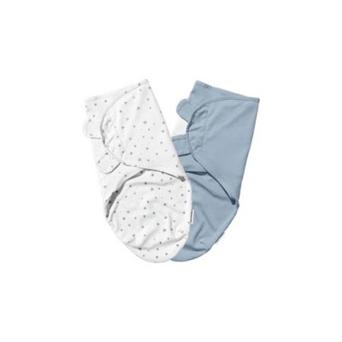 Ely's & Co. Adjustable Swaddle Blanket Infant Baby Wrap 2 Pack, Color: Blue