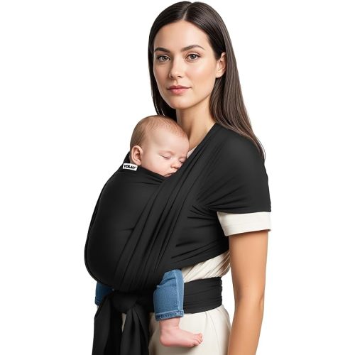 Yolay Baby Wrap Carrier Easy to Wear Soft Baby Carrier Sling Hands Free Adjustable Baby Carrier for Newborn to Toddler Upto 50 lbs, Black