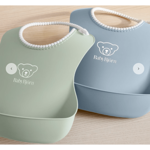 BabyBjörn Baby Bib, 2-pack (Blue & Green)