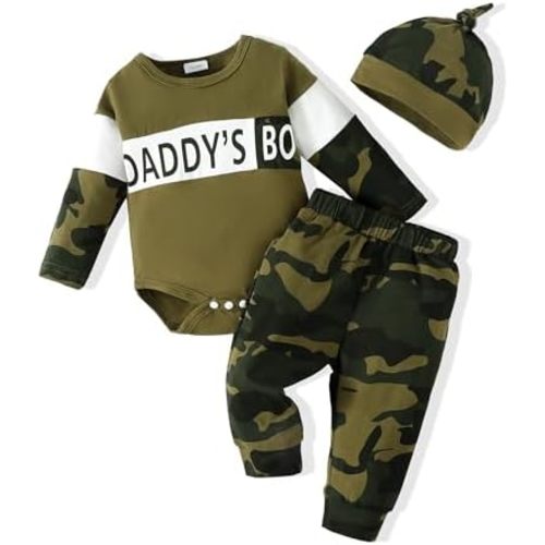 SUNNY PIGGY Baby Boy Clothes Newborn Infant Boys Outfits Romper Hat Pants 3PC Set 0-3 3-6 6-12 12-18 Month Clothing Gift