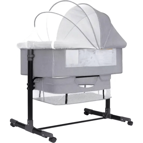 Bassinet Bedside Sleeper, 3 in 1 Bedside Bassinet for Baby with Mosquito Nets and Wheels, Large Storage Bag, Heigt Adjustable, Easy Assemble