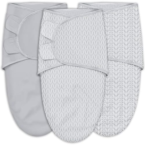 SWEET DOLPHIN 3-Pack Baby Swaddle Sleep Sacks - Newborn Swaddle Blanket with Soft Cotton - Ergonomic Wrap for Boys and Girls, 0-3 Months, Grey