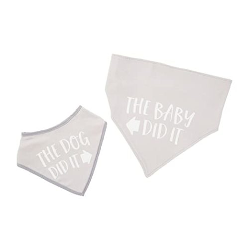 Pearhead Baby and Pet Bib Set, Matching Best Friends Outfits, for Anyone with a Baby and Fur Baby, Gray