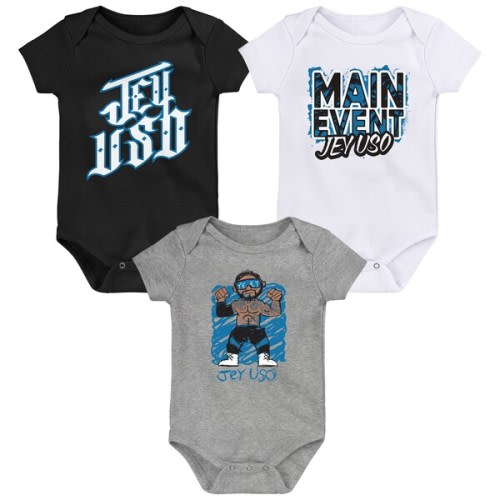 Infant Black/Gray/White Jey Uso Three-Piece Bodysuit Set