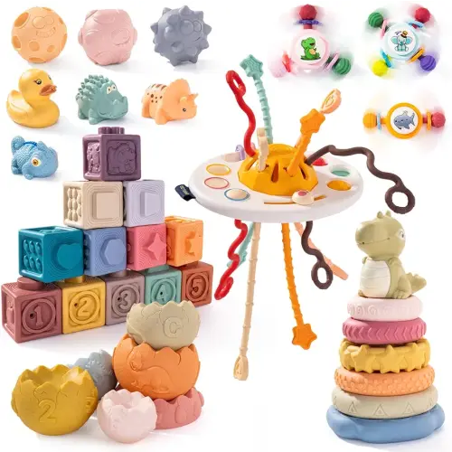 Stacking Toy Set 26Pcs for Babies 0-12 Months - Lala Toys Educational Toys, Montessori Baby Building Blocks, Soft Stacking Blocks, Sensory Balls - Ideal Baby Stacking Toys and Sensory Toys
