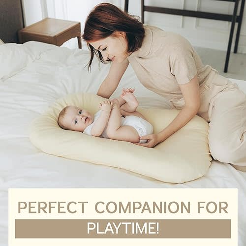 Snuggle Style Baby Nest, Baby Lounger, Organic Cotton Lounger for Baby, Breathable Portable Secure - Snuggle Collection (Cream)